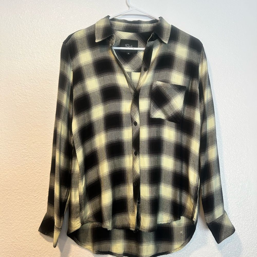 Nwot Rails Jackson Flannel Button Down In Black &… - image 1